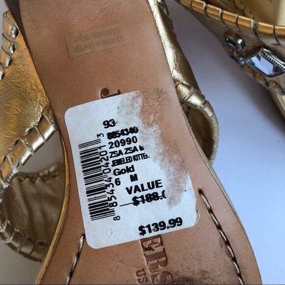 Jack Rogers Zsa Zsa Maggie Thong Sandal Shoes Gold Silver Leather Feet Jewelry 6 - Picture 10 of 12